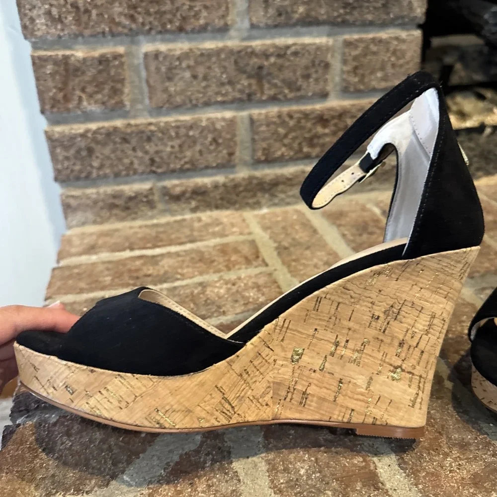 Charles by‎ Charles David Lois Women's Sandal Cork Platform Sz8.5 Black #145